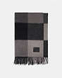 COACH®,PLAID PRINT OVERSIZED SCARF,wool,Black,Front View