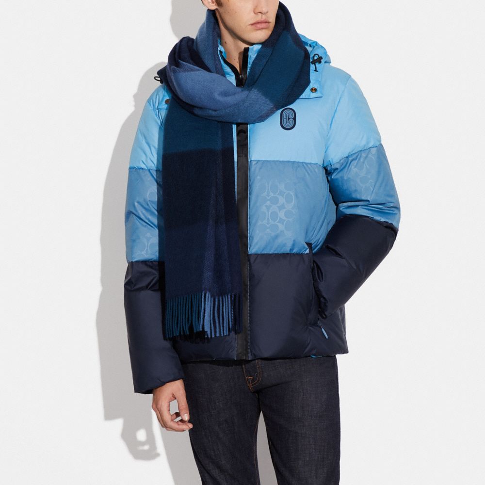 COACH®,オーバーサイズド プラッド スカーフ,マフラー&手袋,ﾐｯﾄﾞﾅｲﾄ ﾈｲﾋﾞｰ