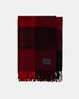 COACH®,PLAID PRINT OVERSIZED SCARF,wool,OXBLOOD,Front View
