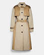 COACH®,TONAL SIGNATURE TRENCH COAT,Other,PALE KHAKI,Front View