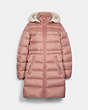 COACH®,LONG SLIM PUFFER,Rose,Front View