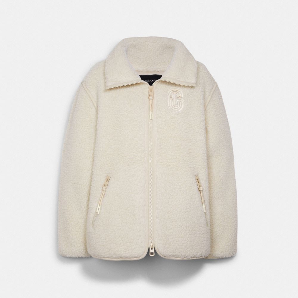 COACH®,SHERPA ZIP UP,Other,Natural,Front View