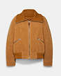COACH®,SHERPA RIBBED JACKET,Other,CARAMEL,Front View