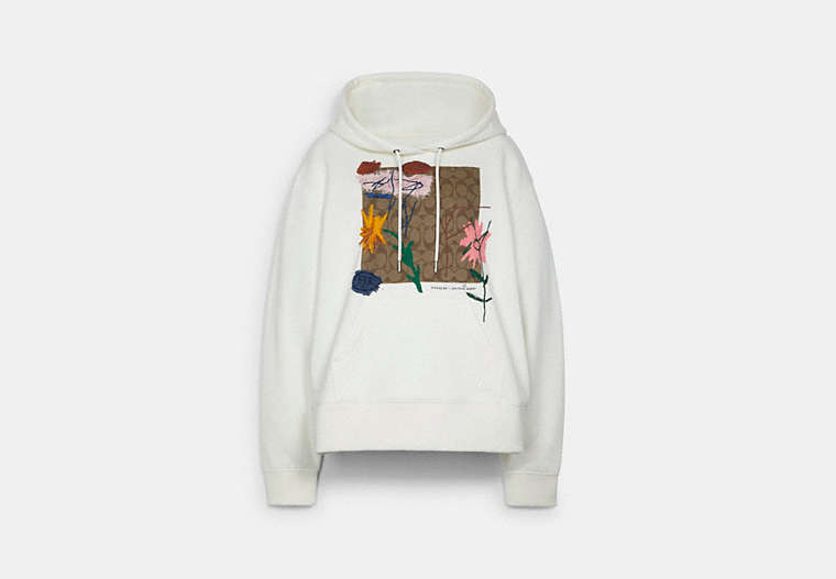 COACH®,COACH X JEAN-MICHEL BASQUIAT HOODIE,Other,White,Front View