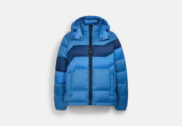 COACH®,DOWN HOODIE JACKET,Racer Blue,Front View