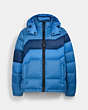 COACH®,DOWN HOODIE JACKET,Racer Blue,Front View