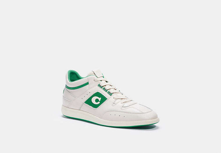 COACH®,CITYSOLE MID TOP SNEAKER,Leather,Chalk/Green,Front View
