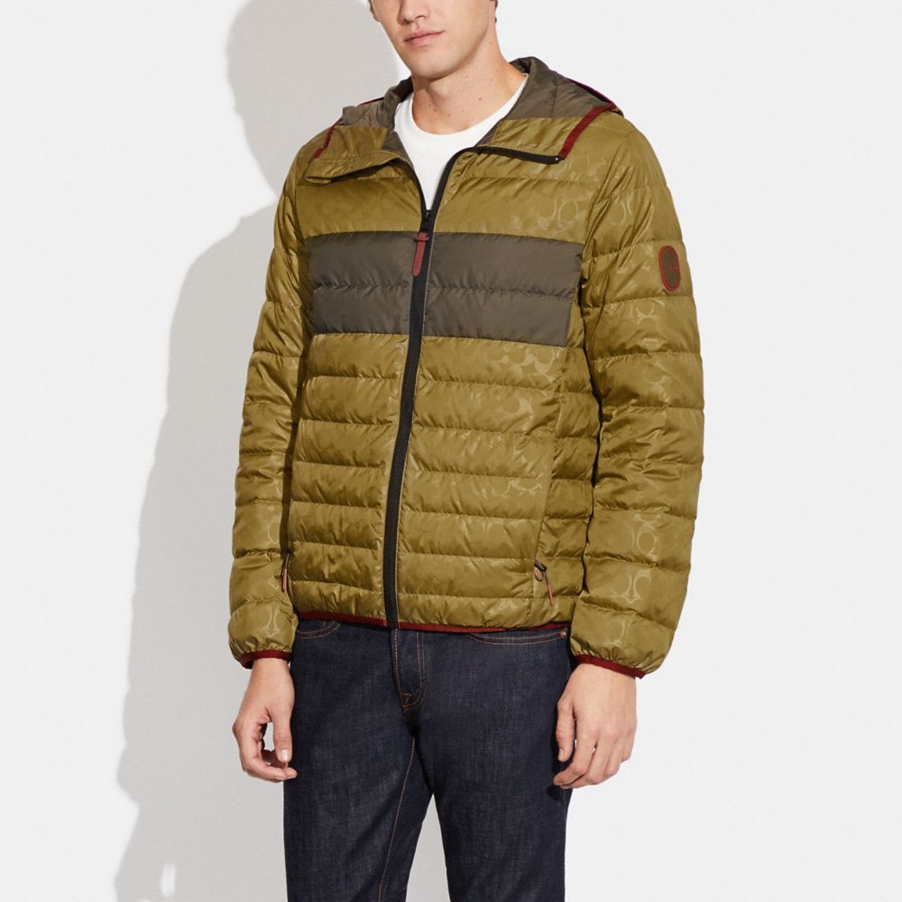 COACH®,PACKABLE DOWN JACKET,Olive Drab,Scale View