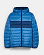 COACH®,PACKABLE DOWN JACKET,n/a,Racer Blue,Front View