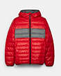 COACH®,PACKABLE DOWN JACKET,Mars Red,Front View