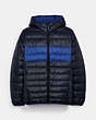 COACH®,PACKABLE DOWN JACKET,n/a,Navy Blazer,Front View