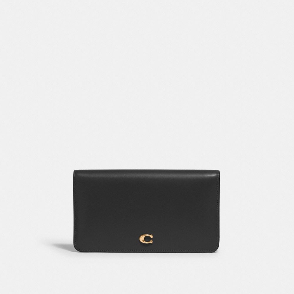 COACH®,SLIM WALLET,Mini,Brass/Black,Front View image number 0