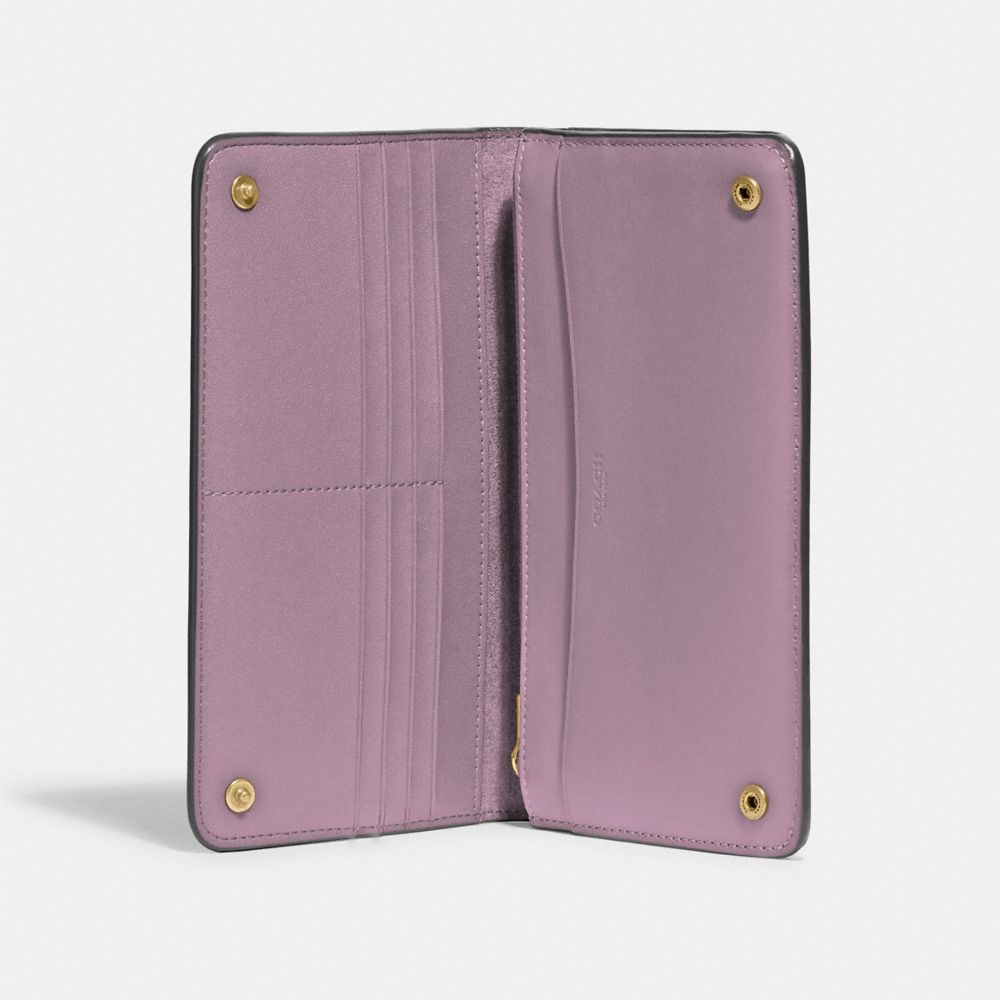 COACH®,PORTEFEUILLE FIN,Laiton/Pourpre Glace,Inside View,Top View