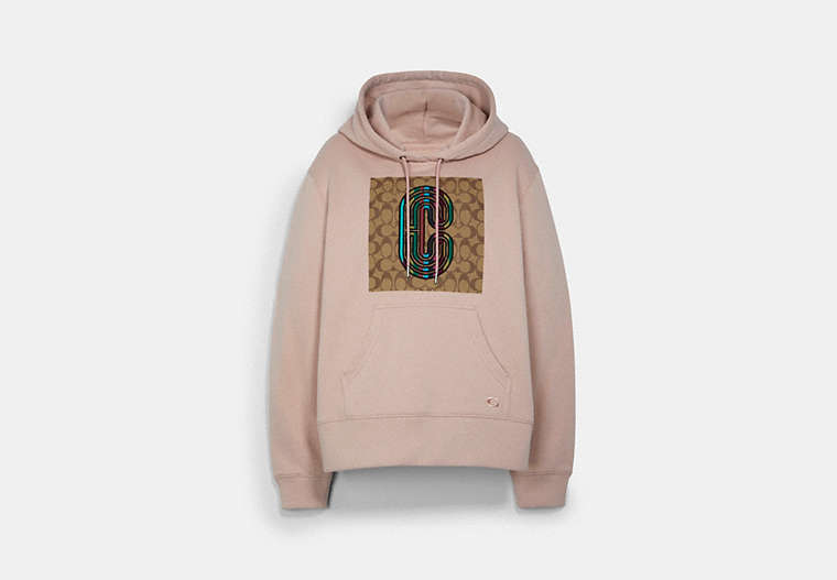 COACH®,LEGACY STRIPE HOODIE,n/a,Light Rose,Front View