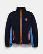 COACH®,SHERPA FULL ZIP HOODIE,Midnight Navy,Front View