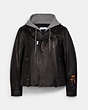 COACH®,COACH X JEAN-MICHEL BASQUIAT LEATHER JACKET,Leather,Black,Front View