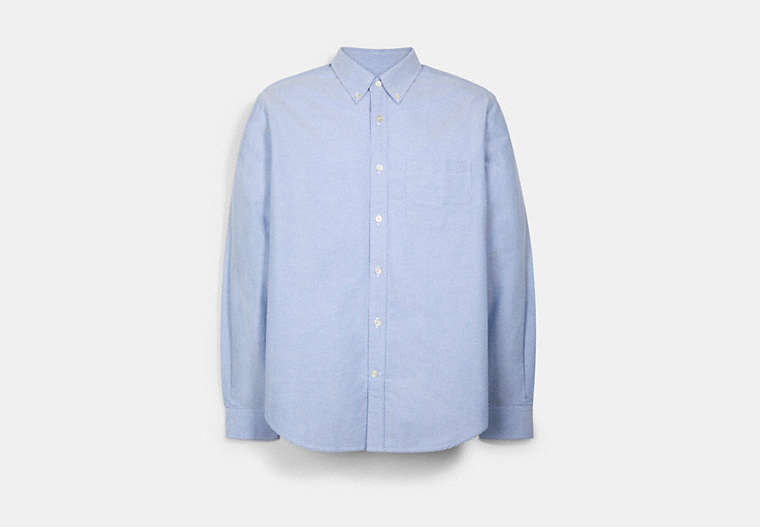 COACH®,LONG SLEEVE OXFORD SHIRT,cotton,FRENCH BLUE,Front View