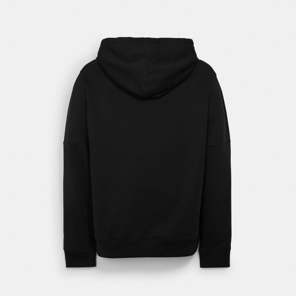 COACH®,SIGNATURE TAPE HOODIE,Black,Back View
