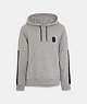 COACH®,SIGNATURE TAPE HOODIE,cotton,Light Heather Grey,Front View