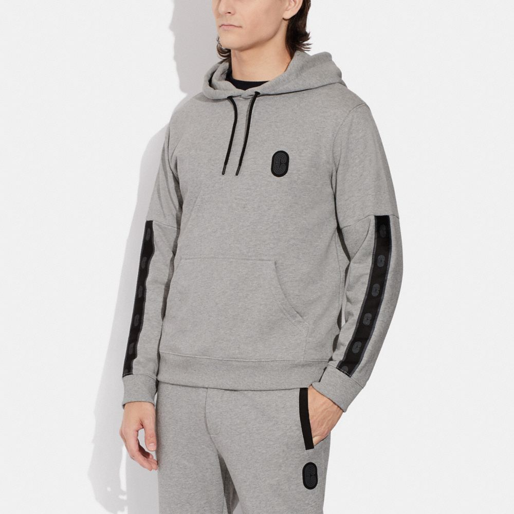 Grey nike hot sale tape hoodie