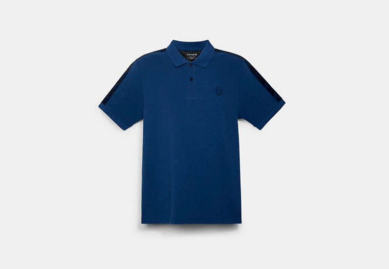 COACH®,SIGNATURE TAPE POLO,Royal Blue,Front View
