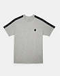 COACH®,SIGNATURE TAPE T-SHIRT,cotton,Heather Grey,Front View