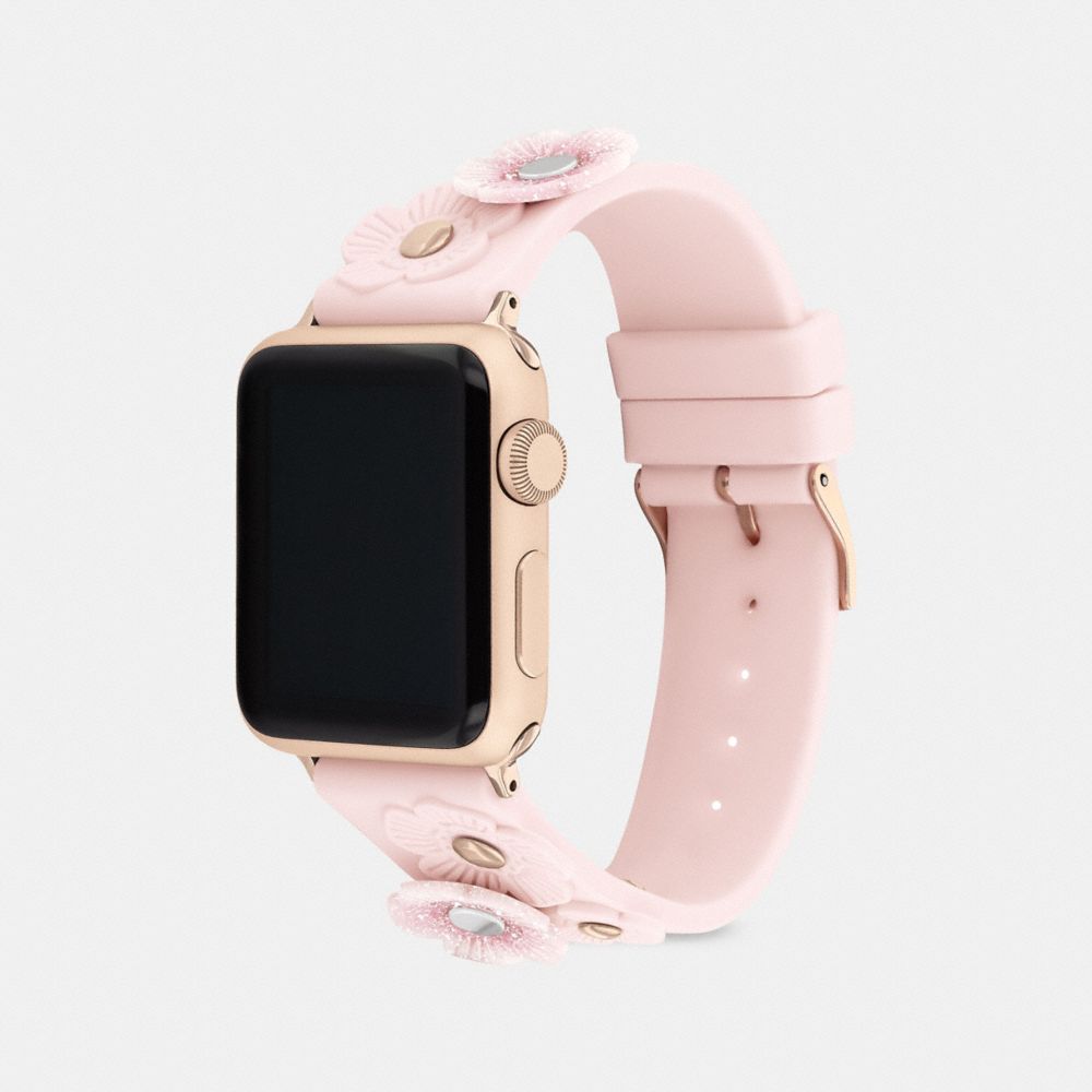 COACH®,BRACELET APPLE WATCH® AVEC ROSE THÉ, 38 MM,Rose fard.,Angle View