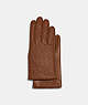 COACH®,SIGNATURE LEATHER TECH GLOVES,Leather,Dark Saddle,Front View