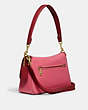 COACH®,SOFT TABBY SHOULDER BAG IN COLORBLOCK,Smooth Leather,Medium,Brass/Watermelon Multi,Angle View