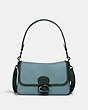 COACH®,SOFT TABBY SHOULDER BAG IN COLORBLOCK,Smooth Leather,Medium,Pewter/Sage Multi,Front View