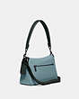 COACH®,SOFT TABBY SHOULDER BAG IN COLORBLOCK,Smooth Leather,Medium,Pewter/Sage Multi,Angle View