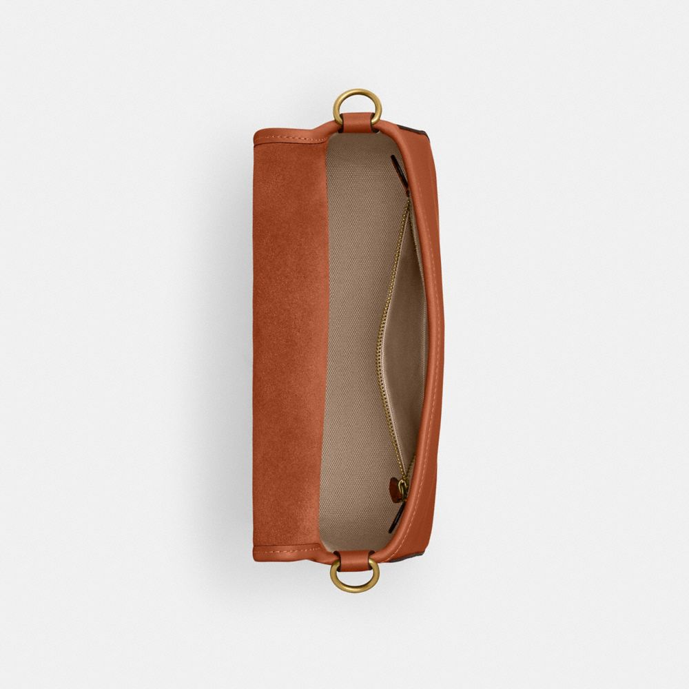 COACH®,Soft Tabby Shoulder Bag,Leather,Suede,Shoulder Bag,Logo,Metal,Mixed Media,Gold Metal,Casual,Brown,Inside View,Top View