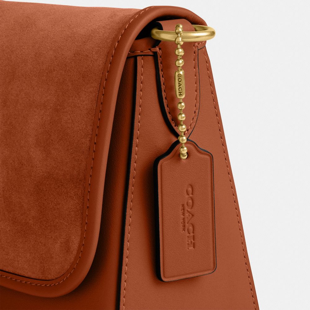 COACH®,Soft Tabby Shoulder Bag,Leather,Suede,Shoulder Bag,Logo,Metal,Mixed Media,Gold Metal,Casual,Brown,Closer View