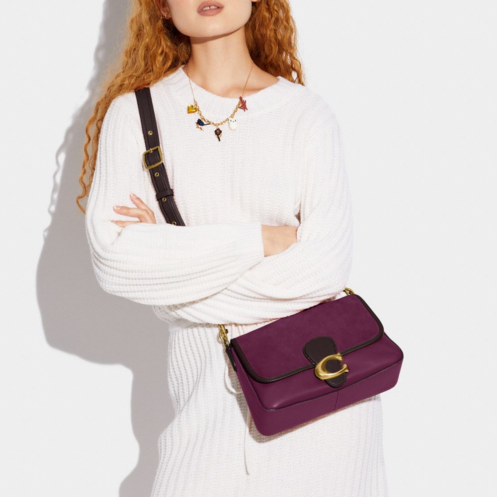 COACH®,Soft Tabby Shoulder Bag,Leather,Suede,Shoulder Bag,Logo,Metal,Mixed Media,Gold Metal,Casual,,Detail View