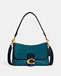 COACH®,SOFT TABBY SHOULDER BAG,Smooth Leather/Suede,Medium,Brass/Deep Turquoise Multi,Front View
