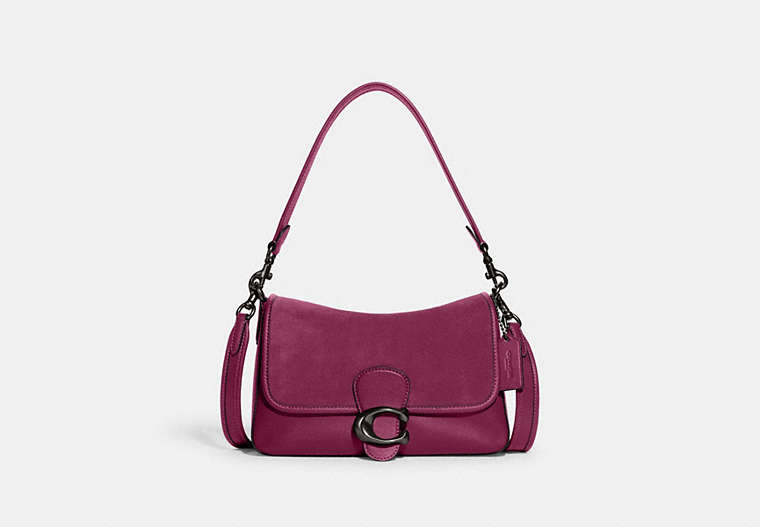 COACH®,SOFT TABBY SHOULDER BAG,Smooth Leather/Suede,Medium,Pewter/Deep Plum,Front View
