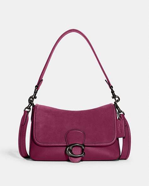 COACH®,SOFT TABBY SHOULDER BAG,Smooth Leather/Suede,Medium,Pewter/Deep Plum,Front View