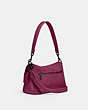 COACH®,SOFT TABBY SHOULDER BAG,Smooth Leather/Suede,Medium,Pewter/Deep Plum,Angle View