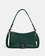 COACH®,SOFT TABBY SHOULDER BAG,Smooth Leather/Suede,Medium,Pewter/Forest,Front View