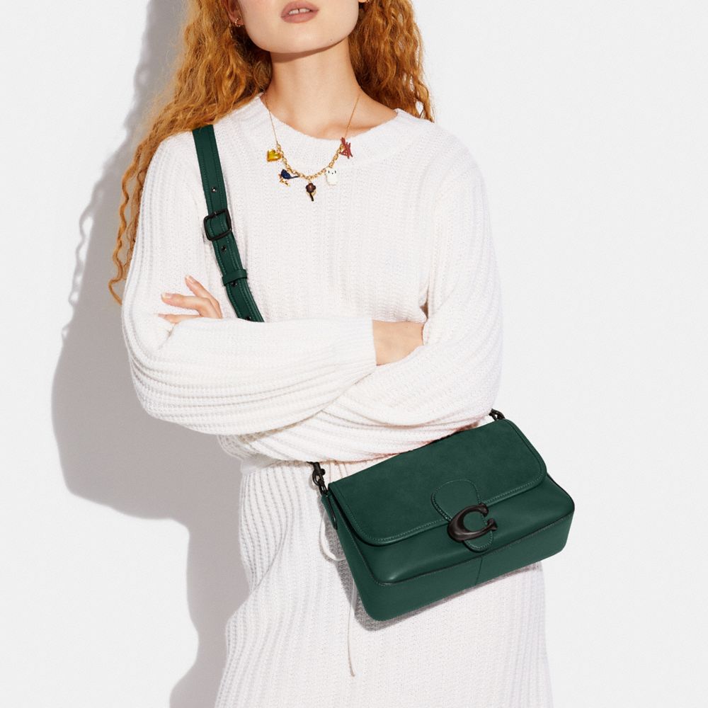 COACH®,Soft Tabby Shoulder Bag,Leather,Suede,Shoulder Bag,Logo,Metal,Mixed Media,Gold Metal,Casual,,Detail View