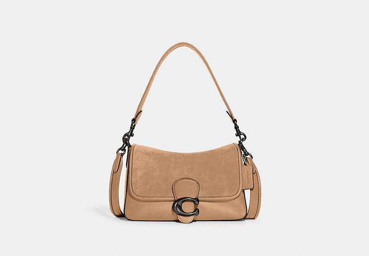 COACH®,SOFT TABBY SHOULDER BAG,Smooth Leather/Suede,Medium,Pewter/Toffee,Front View