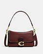 COACH®,SOFT TABBY SHOULDER BAG WITH SNAKESKIN DETAIL,Smooth Leather/Exotic,Medium,Brass/Wine,Front View