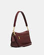 COACH®,SOFT TABBY SHOULDER BAG WITH SNAKESKIN DETAIL,Smooth Leather/Exotic,Medium,Brass/Wine,Angle View