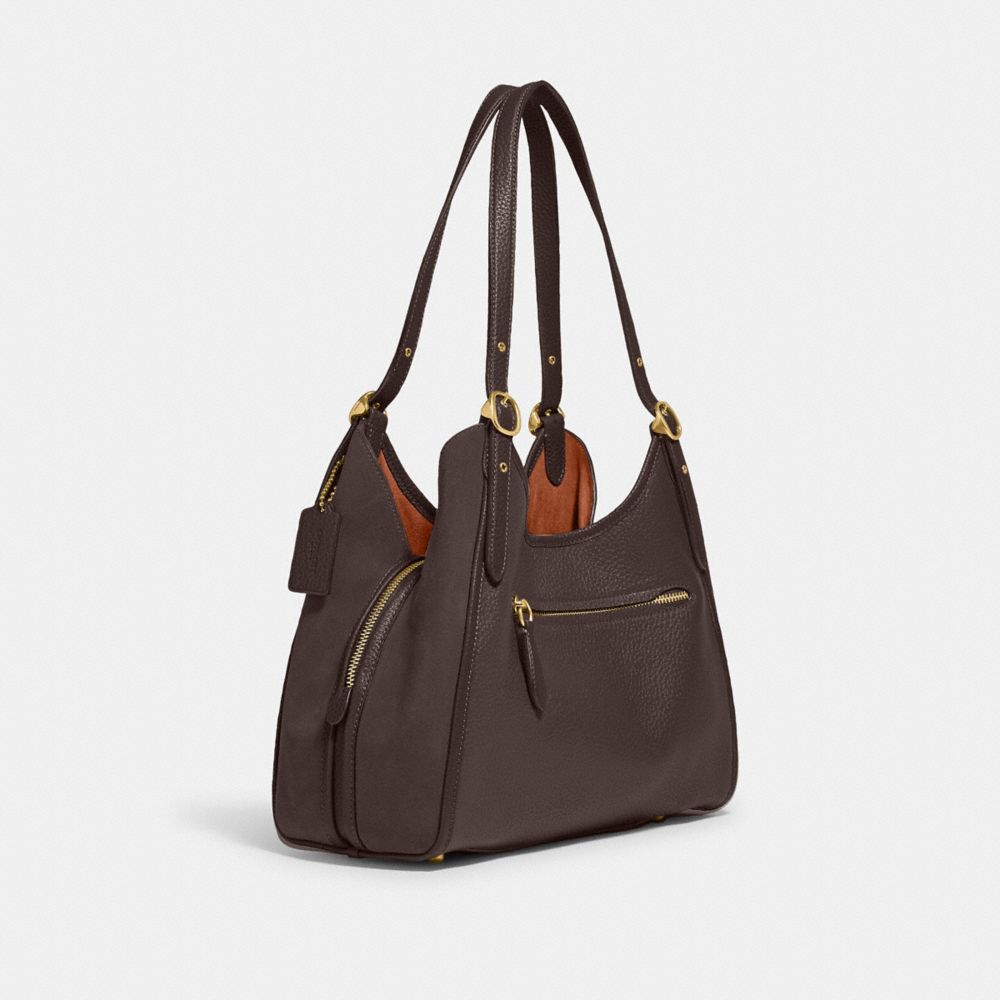 COACH®,LORI SHOULDER BAG,Large,Brass/Maple,Angle View