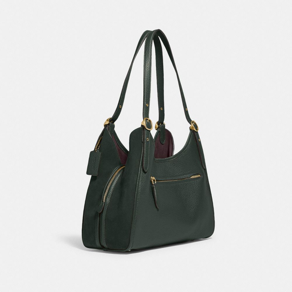 COACH®,Lori Shoulder Bag,Leather,Suede,Shoulder Bag,Metal,Logo,Adjustable,Brass,Casual,,Angle View