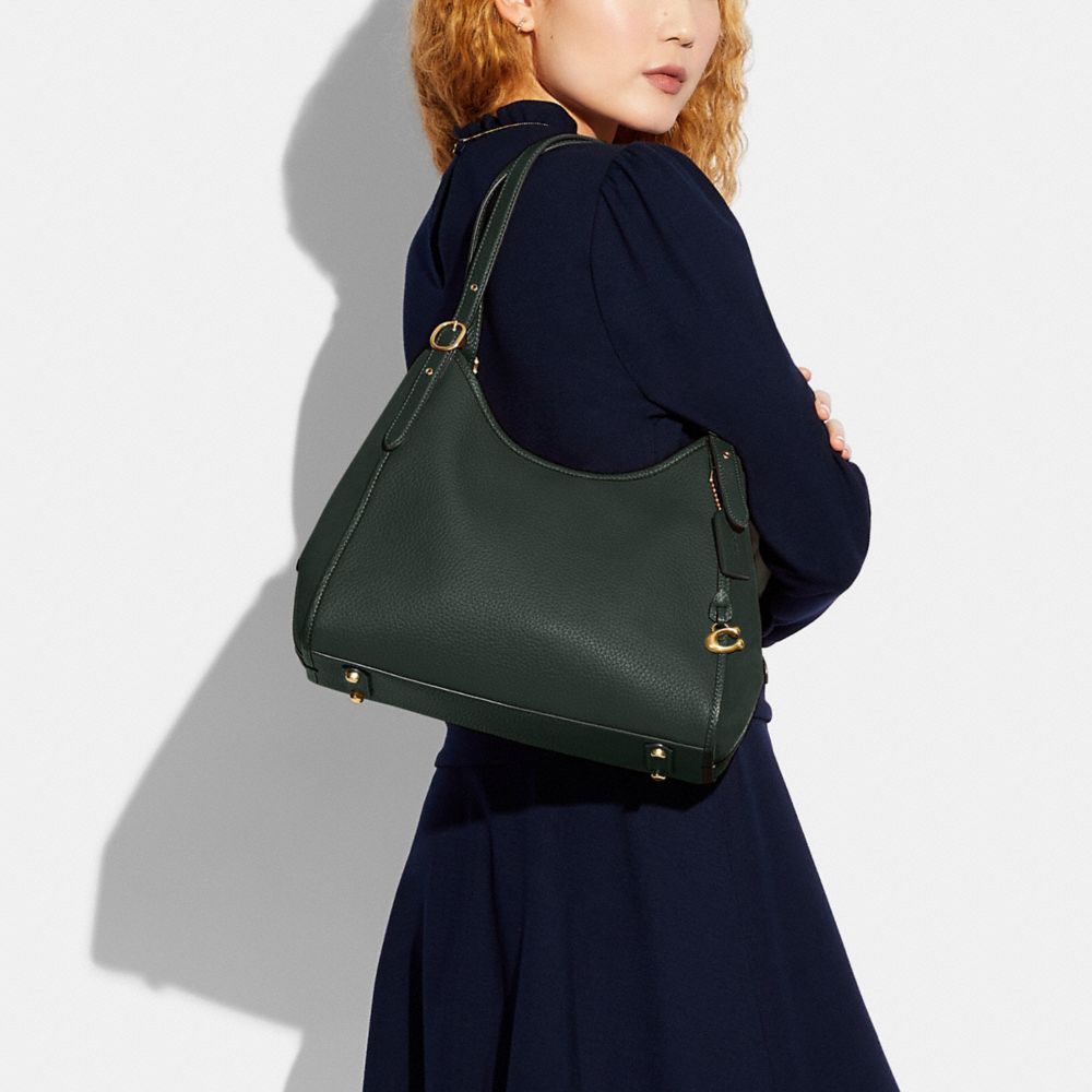 COACH®,Lori Shoulder Bag,Leather,Suede,Shoulder Bag,Metal,Logo,Adjustable,Brass,Casual,,Detail View