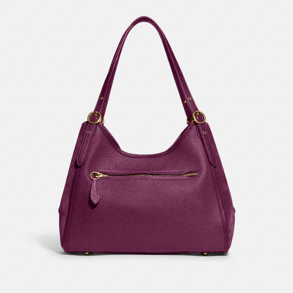 COACH®,Lori Shoulder Bag,Leather,Suede,Shoulder Bag,Metal,Logo,Adjustable,Brass,Casual,,Back View