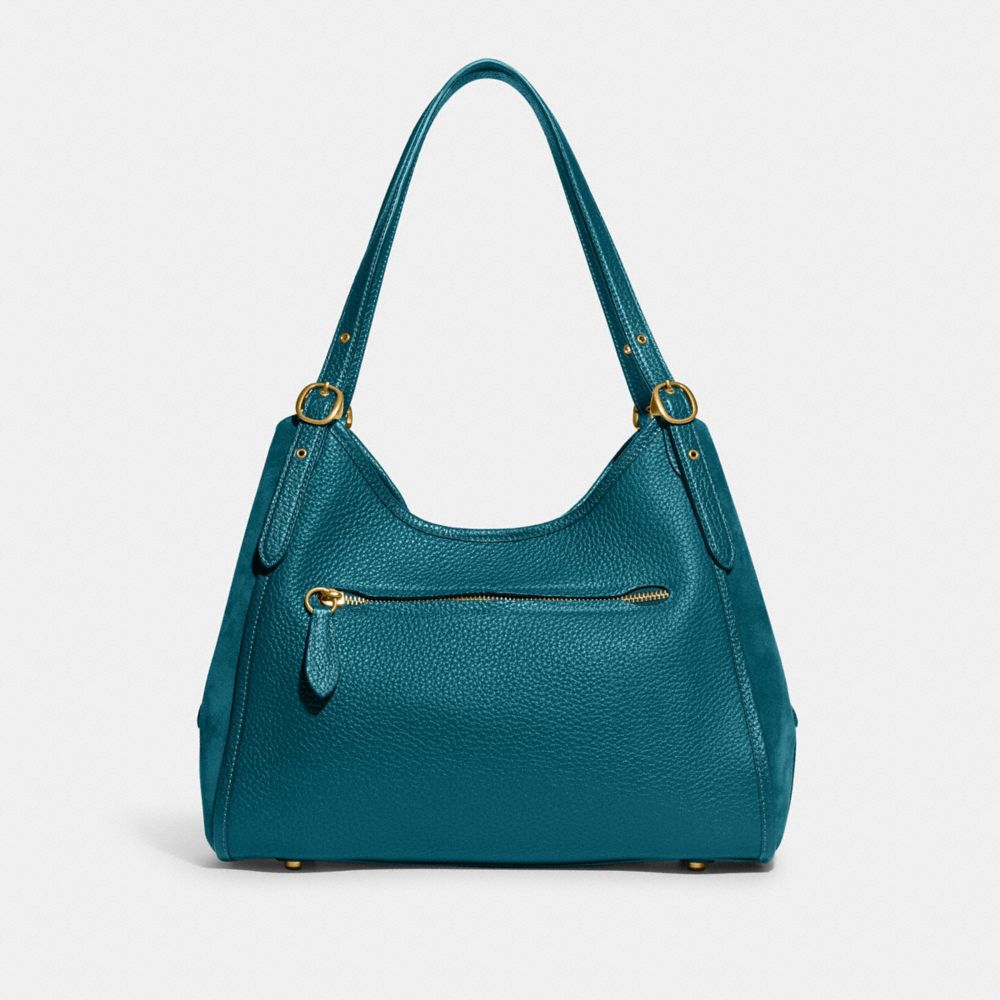 COACH®,Lori Shoulder Bag,Leather,Suede,Shoulder Bag,Metal,Logo,Adjustable,Brass,Casual,,Back View