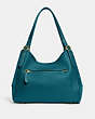 COACH®,LORI SHOULDER BAG,Pebble Leather/Suede,Large,Brass/Deep Turquoise Multi,Back View