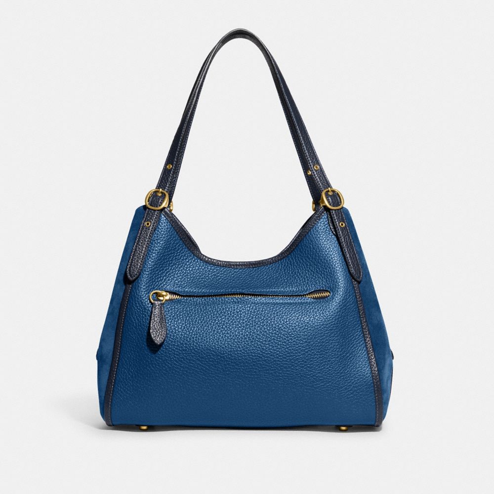 COACH®,Lori Shoulder Bag,Leather,Suede,Shoulder Bag,Metal,Logo,Adjustable,Brass,Casual,,Back View